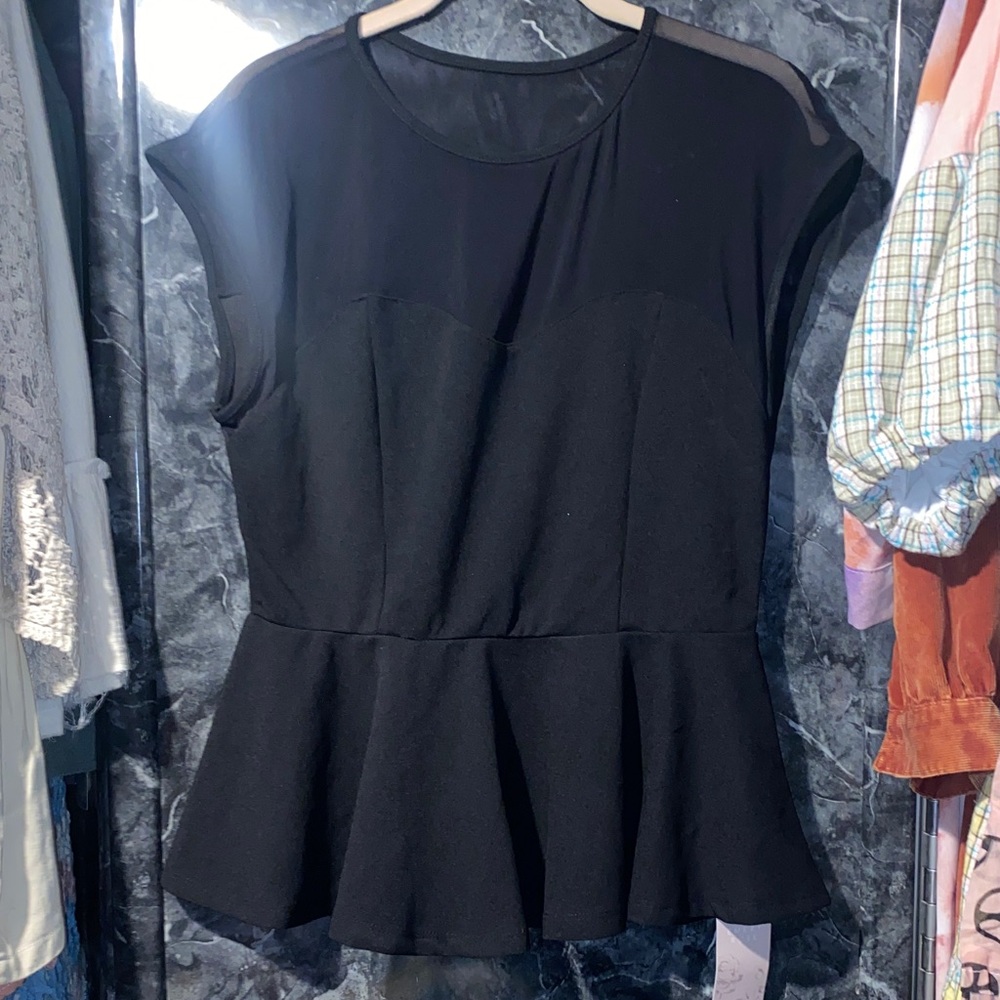 Women's Black Peplum Blouse - Brand